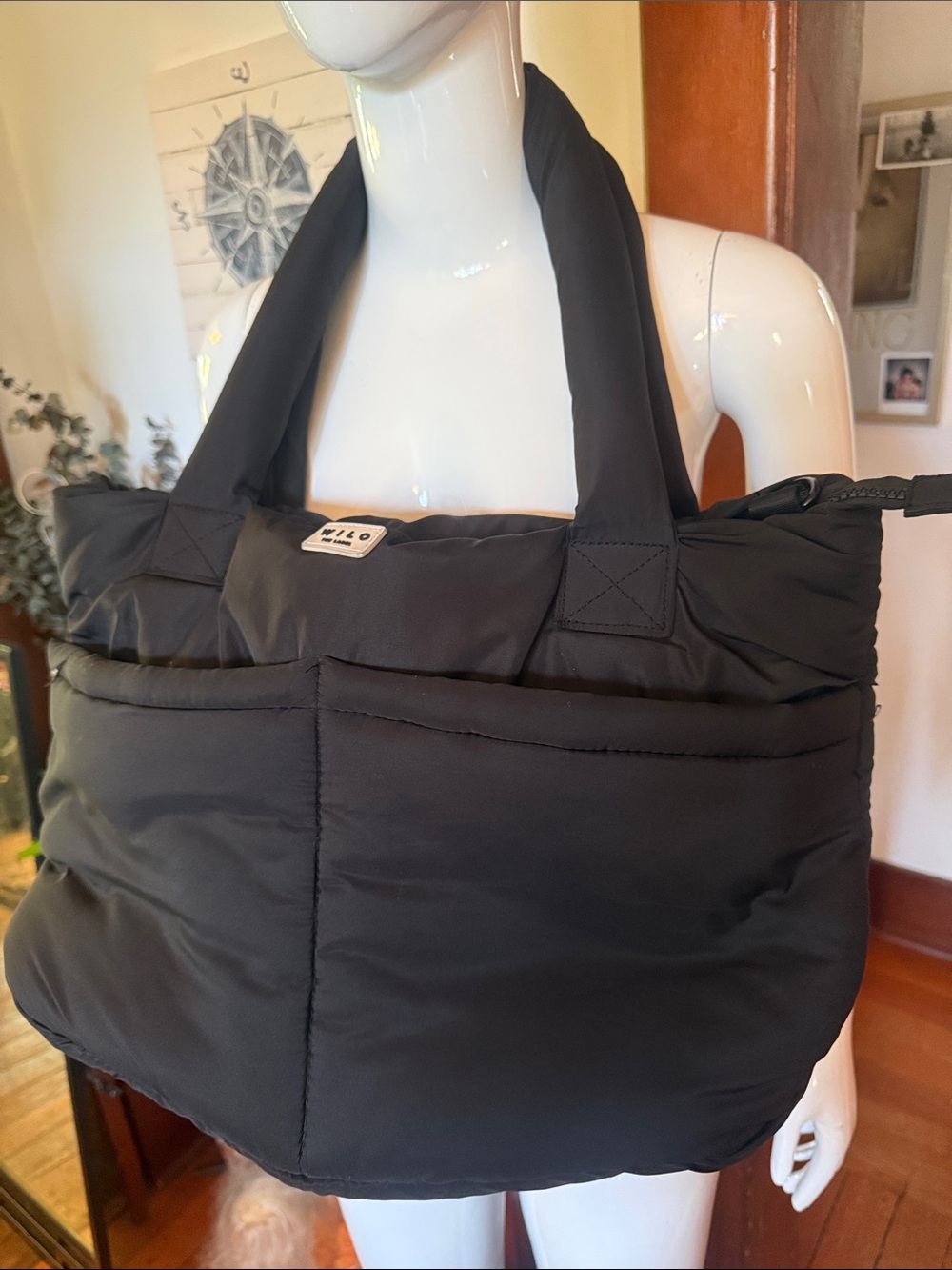 Wilo The label Black Quilted Tote Bag - super puffy and soft. Many compliments